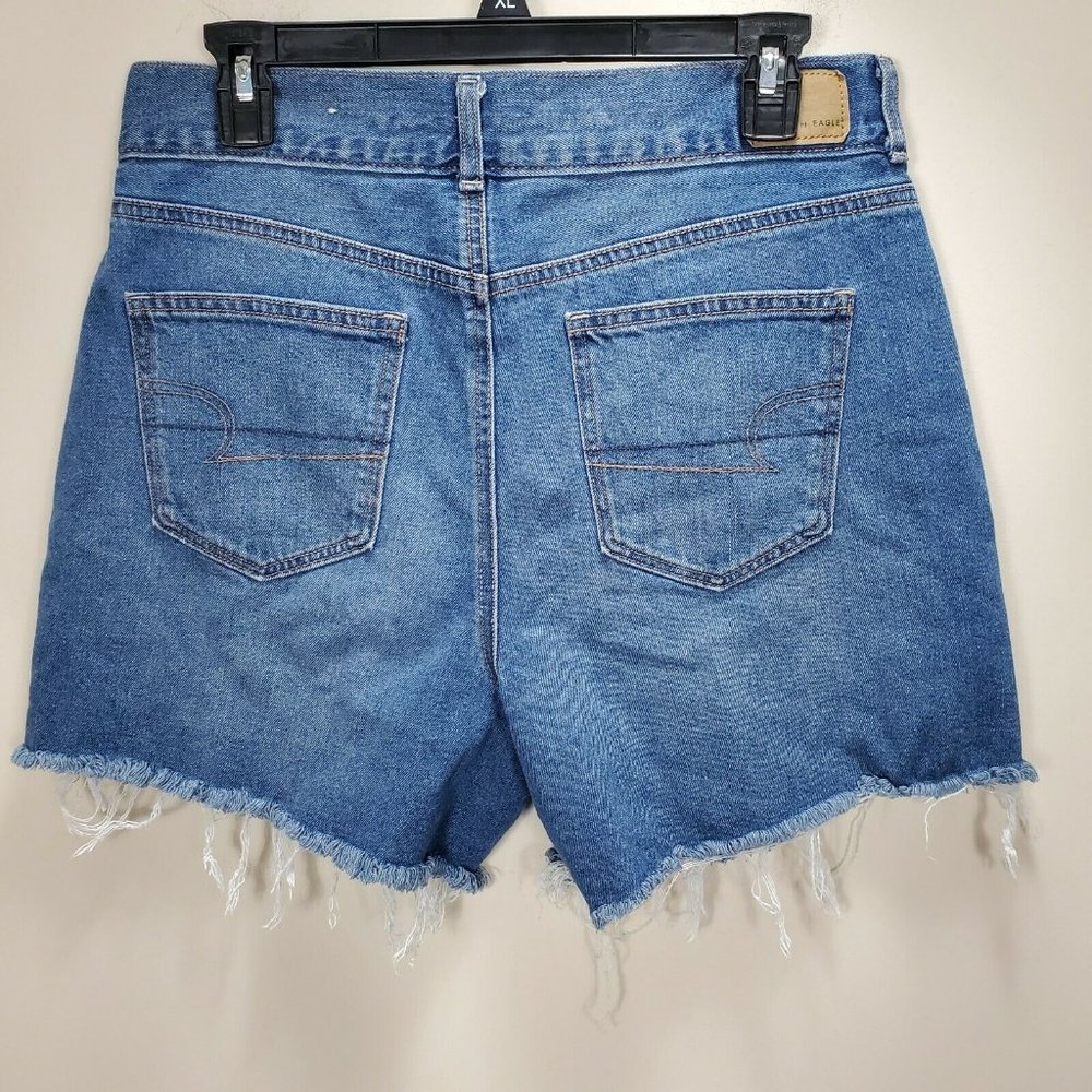 American Eagle Mom Shorts Blue Jean Denim Pleat Front Sz 10 - Picture 2 of 10
